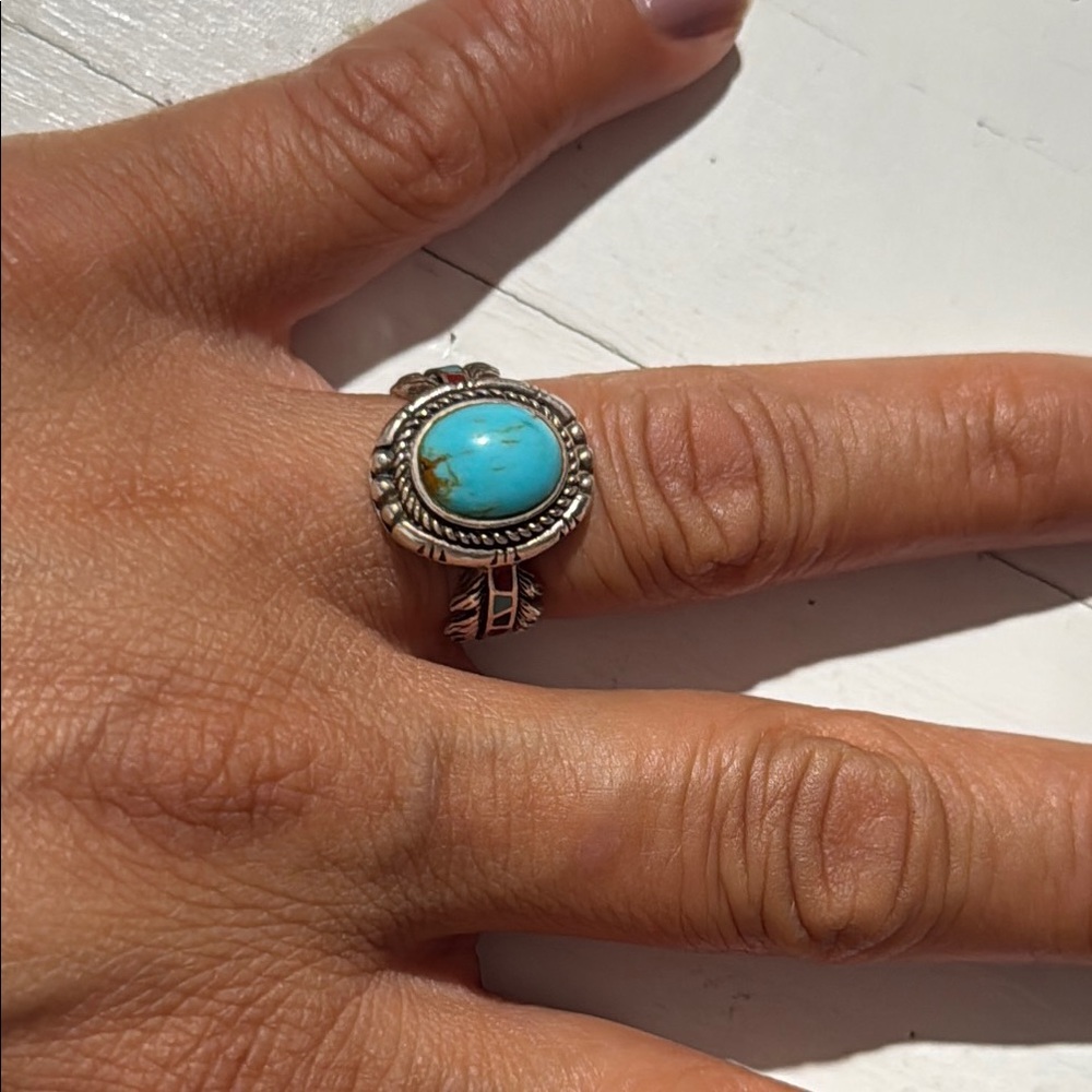 Turquoise And Silver Statement Ring - image 1